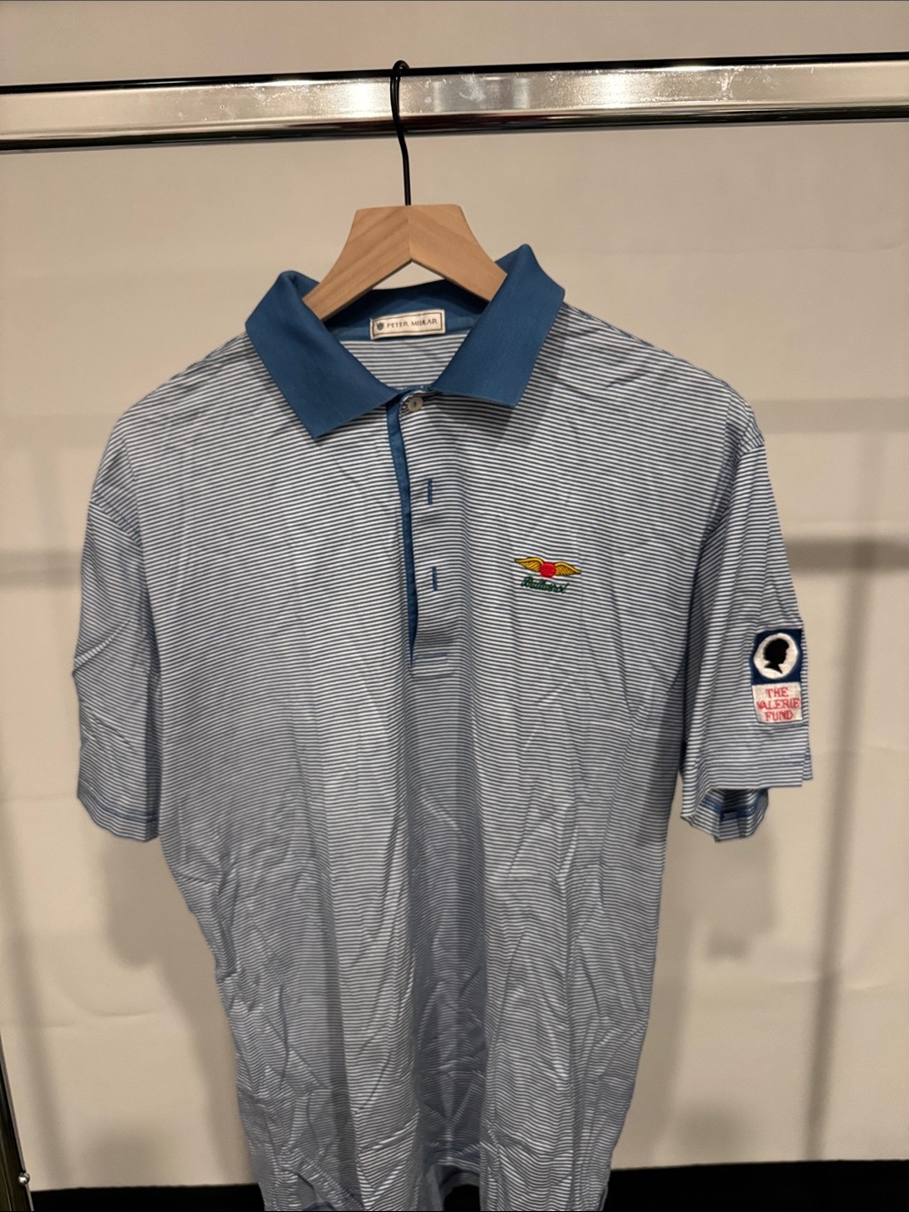 Peter Millar Blue Striped Polo Baultusrol